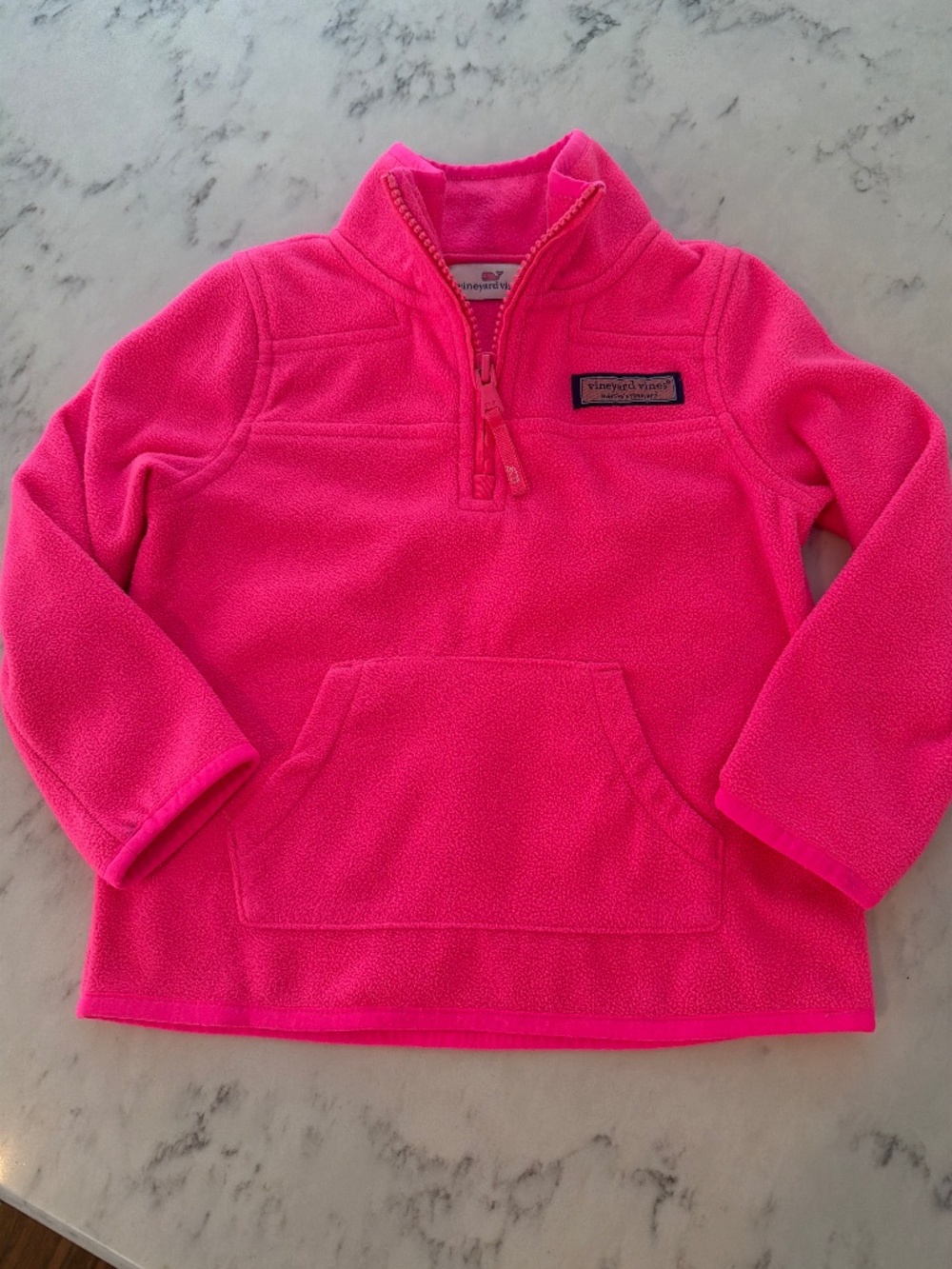 Vineyard Vines Girls Hot Pink Fleece Quarter Zip